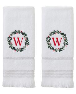 Хлопковое полотенце для рук с монограммой в виде венка, 40 см x 66 см SKL Home, цвет w