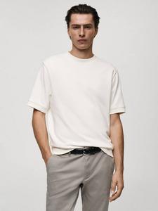 Футболка из хлопчатобумажного трикотажа Mango, светло-бежевый