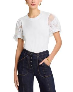 Верх из органзы с цветочным принтом Yashi Cinq à Sept, белый