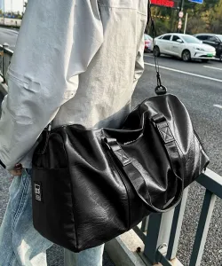 Водоотталкивающая дорожная сумка/сумка-бостон из искусственной кожи большой вместимости Florist, цвет Black