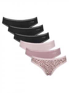 Sloggi Трусы, упаковка из 6 штук, черно-розовые