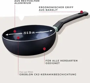 Набор сковородок-вок Brandao, 2 предмета. Высококачественная посуда из переработанного алюминия, диаметр 20 см и 28 см. Fackelmann