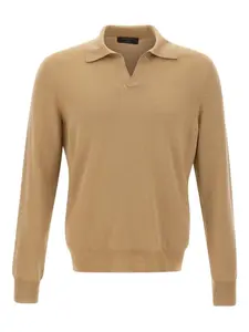 Джемпер с длинными рукавами и открытым воротом Gran Sasso, бежевый