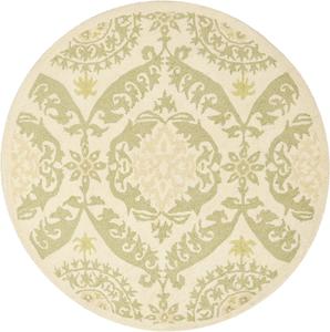 SAFAVIEH, 122 x 122 см, Круглый ковер ручной работы Chelsea Collection Beige / Green HK356C в стиле французского кантри из шерсти