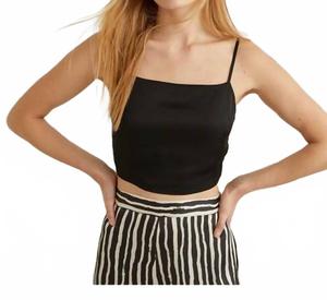 Двойной атласный топ черного цвета Yerse