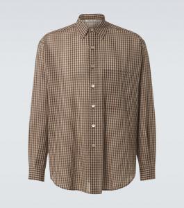 Воздушная рубашка из хлопка в клетку Auralee, Brown Gingham Check