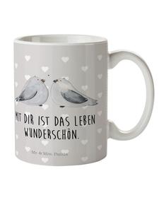 Детская кружка с горлицами и любовным посланием в пастельно-серых тонах Mr. & Mrs. Panda