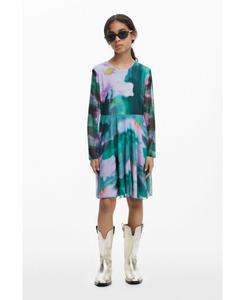 Детское платье с длинными рукавами из тюля с акварельным рисунком Desigual, Blue
