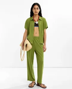 Женские прямые брюки с эластичным поясом и боковыми карманами Parfois, зеленый