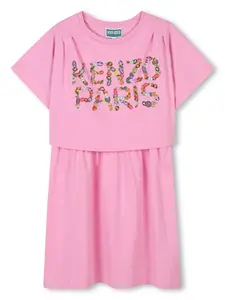 Платье с логотипом Kenzo Kids, розовый