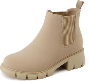 Детские Ботинки Athlefit для Девочек, Удобные Ботинки на Плоской Подошве Chelsea для Малышей и Старших Детей, Nude