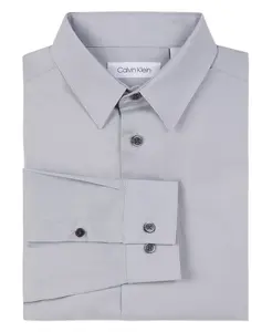 Рубашка для мальчиков больших размеров Husky Solid Stretch Poplin Calvin Klein, серый