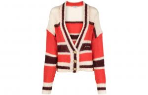 Полосатый кардиган с V-образным вырезом GANNI, мультиколор