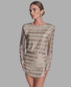 Женское полосатое платье с пайетками и вырезом-лодочкой BCBG, Champaign Multi