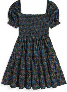 Платье Polo Ralph Lauren Kids Floral Smocked Cotton Jersey Dress, цвет Chrystie Floral Navy