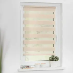 LICHTBLICK ORIGINAL двойные рулонные шторы «Duo Roller Blind Klemmfix, без сверления, с креплением», полупрозрачные, с креплением, легкая установка зажима без сверления. Подходит для окон и дверей, цвет creme + weiß