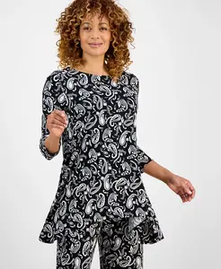 Женский трикотажный топ с рукавами 3/4 JM Collection, мультиколор