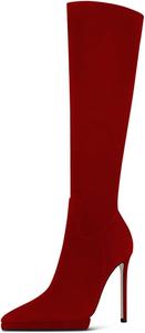 Женские сапоги YDN на высоком каблуке с заостренным носком и высокой голенью, стильные ботфорты для вечеринок и выпускного, размеры 4-15 США, Red