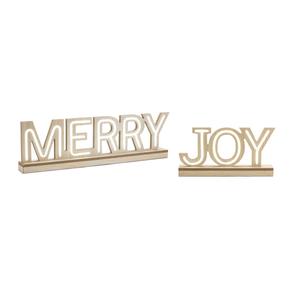 Табличка-вывеска светодиодная Melrose International Joy And Merry, 2 штуки, бежевый / белый