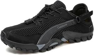 Мужские водонепроницаемые кроссовки для походов, для прогулок по тропам и речного туризма, быстро сохнущие амфибийные обувь для рыбалки, пляжа, плавания и повседневной носки Qacksv, черный