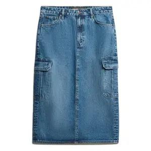 Юбка Superdry Denim Cargo Pocket Midi, синий