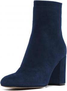 Женские ботильоны Miss Left с массивным высоким каблуком, круглым носком, молнией сзади, стильные, повседневные, для вечеринок, удобные, короткие, размер 4-16 US, Dark Blue