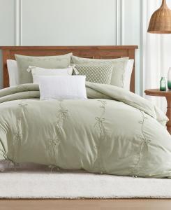 Комплект постельного белья Sasha Bows из 3 предметов с вышивкой, размер King Peri Home, Green