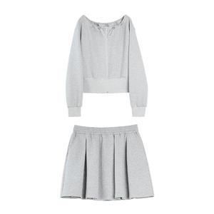 ELLE Комплект из двух предметов: юбка и кардиган для женщин, цвет light gray, с лодочкой