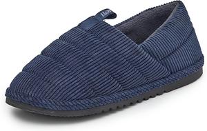 Стеганые вельветовые домашние тапочки для мужчин, домашние тапочки с резиновой подошвой, тапочки без шнурков Born, темно-синий
