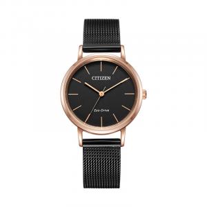 CITIZEN Часы Ecology Drive Collection Light Powered Quartz Movement Stainless Steel Strap Watch Women's Watch Black Dial, Black