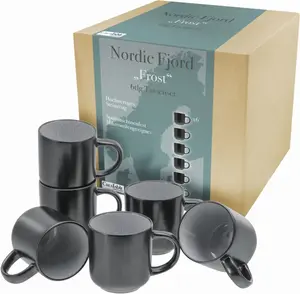 Кружка CreaTable "Nordic Fjord", (набор, 6 шт.), кофейная кружка, набор чашек, 6 шт., 285 мл Ø 8,8х9,5 см, серый