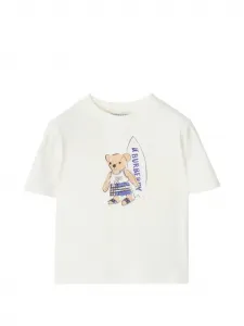 Хлопковая футболка Surfer Bear BURBERRY KIDS, белый