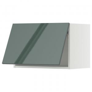 Настенный шкаф, горизонтальное открывание, белый/темно-серо-зеленый глянцевый материал Kallarp, 60x40 см. IKEA Metod