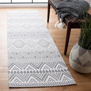 Ковер-дорожка SAFAVIEH, 69 x 244 см, Marbella Collection, Grey, ручной работы из хлопка, идеально подходит для помещений с высокой проходимостью в гостиной, спальне (MRB625F)