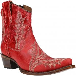 Corral Boots Женские Ботинки Corral с Вышивкой, Острый Носок, Повседневные Ботинки на Щиколотке с Низким Каблуком 1-2" - Красные