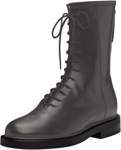 Женские ботильоны miss left с круглым носком, шнуровкой и боевым стилем, на низком каблуке с задней молнией, модные повседневные ботинки, размер 4-16 США, Dark Gray