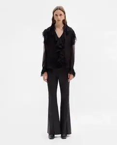 Женская блузка с оборками из бамбулы Simorra, черный