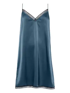Шелковая ночная сорочка Bucolique с кружевом Eres, синий