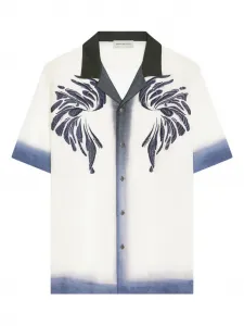 Рубашка с короткими рукавами и вышивкой DRIES VAN NOTEN, белый