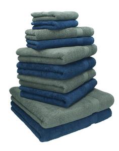 Набор махровых полотенец Betz Premium Classic, 10 шт. - 2 пляжных полотенца - 4 полотенца для рук - 2 гостевых полотенца - 2 мыльных полотенца - темно-синий и бежевый Betzshop, серый