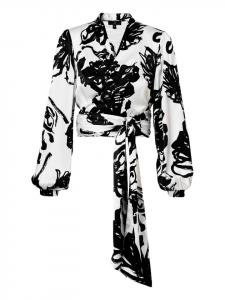 Блузка с принтом Carly, черно-белая Mart Visser
