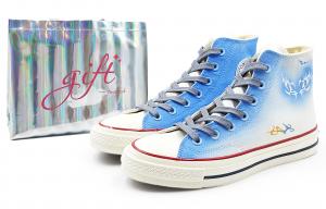 Converse Износостойкие высокие парусиновые туфли Chuck 70 унисекс, синие и белые