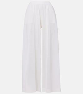 Широкие брюки из льна и шелка Alaïa, Blanc