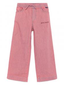 Palm Angels Kids спортивные брюки из ткани шамбре, розовый