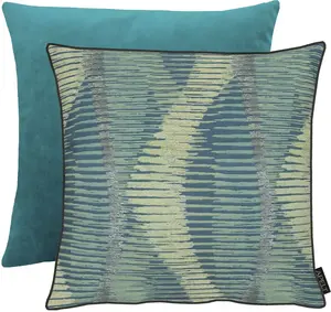 АПЭЛТ декоративная подушка "Феникс", двусторонний чехол без наполнения, 1 шт APELT 46х46 см, цвет petrol + gemustert
