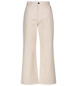 Хлопковые брюки-клеш с высокой талией Jil Sander, Open Beige