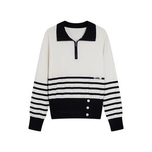 ELLE Трикотажная женская поло с воротником Ecru Moderate