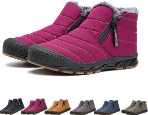 Зимние ботинки для мужчин и женщин, водонепроницаемые, с меховой подкладкой, теплые укороченные сапоги с молнией, удобные для прогулок на улице Generic, красный