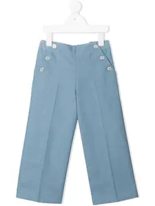 Брюки прямого кроя с пуговицами сбоку Bonpoint, синий