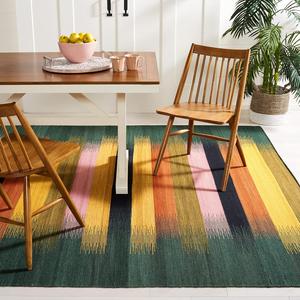 Ковер SAFAVIEH, 183 x 183 см, Dhurries Collection, Brown & Yellow, ручное плоское плетение из шерсти, идеально для помещений с высокой проходимостью в гостиной, спальне (DHU642Y)